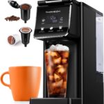 Coffee Maker Hot & Iced With Bold Setting,Single Serve Coffee Maker For K Cup And Grounds,52 Oz Removable Water Tank,6-14 Oz Brew Sizes,One Cup Kcup Coffee Machine With Reusable Filter,(Black)