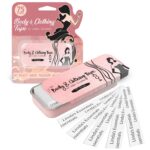 Double Sided Tape for Clothes, Body and Fashion (75 Pack) | Clothing and Hem Tape for Women, No Sew No Iron, Fabric Adhesive, Strong Adhesive for Skin for All Shades and Sensitivity, Includes Tin Box
