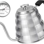 Gooseneck Kettle for Manual Drip Coffee & Tea 40oz Stainless Steel Pour Over Coffee Kettle with Thermometer Tea Kettle for Stovetop,1200ml,6 Cup,Silver,1Pack