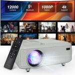 Projector,Mini Projector with Projector Stand,Bluetooth Projector 1080P Full HD Supported Portable Projector,Outdoor Projector for Home Theater, Projector Compatible with TV Stick, HDMI, Phone