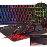 BlueFinger RGB Gaming Keyboard and Backlit Mouse and Headset Combo, USB Wired Backlit Keyboard, LED Gaming Mouse Set, Headset with Microphone for Laptop PC Computer Game and Work