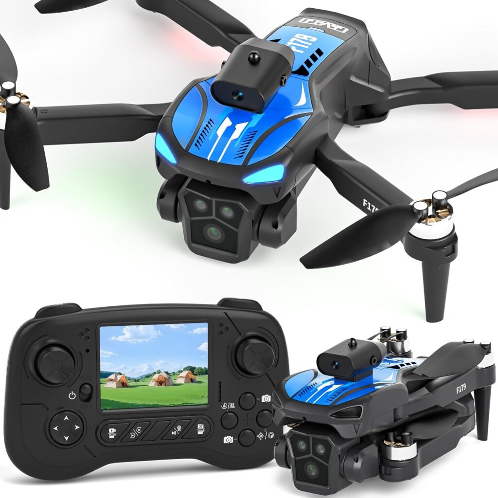 Drone with 1080P Camera Adults Beginners,2.8″ LCD Screen Remote Control,Obstacle Avoidance Brushless Drone Optical flow positioning,Tap Fly Gravity Control One Key Start/Landing,3D Flip