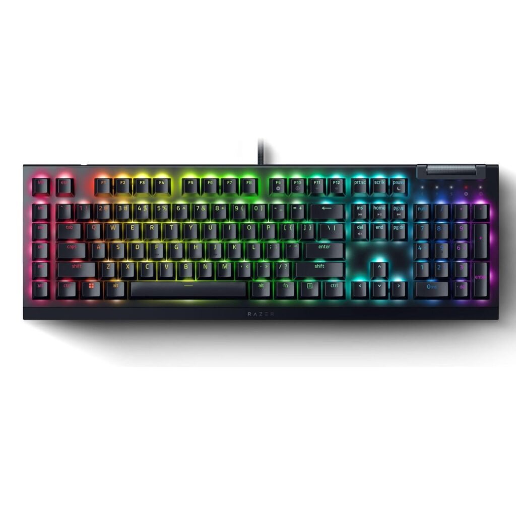 Razer BlackWidow V4 X Mechanical Gaming Keyboard: Yellow Switches Linear & Silent – 6 Macro Keys – Chroma RGB – Doubleshot ABS Keycaps – Roller & Media Keys – Snap Tap