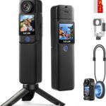 SJCAM C300 Travel Vlogging Combo for YouTube,4K Pocket Action Camera with Stabilization,154° Wide FOV Video Recroding,64GB Card,7h use time,30m Waterproof Body cam, Werable Camera for reators,Kids