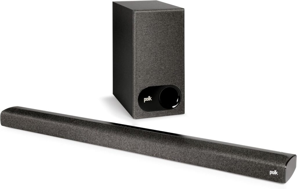 Polk Audio Signa S2D Sound Bar with Wireless Subwoofer (Online Exclusive Finish), Dolby Digital & DTS Virtual Surround, VoiceAdjust Technology, Bluetooth Music Streaming, Aux, HDMI & Optical Inputs