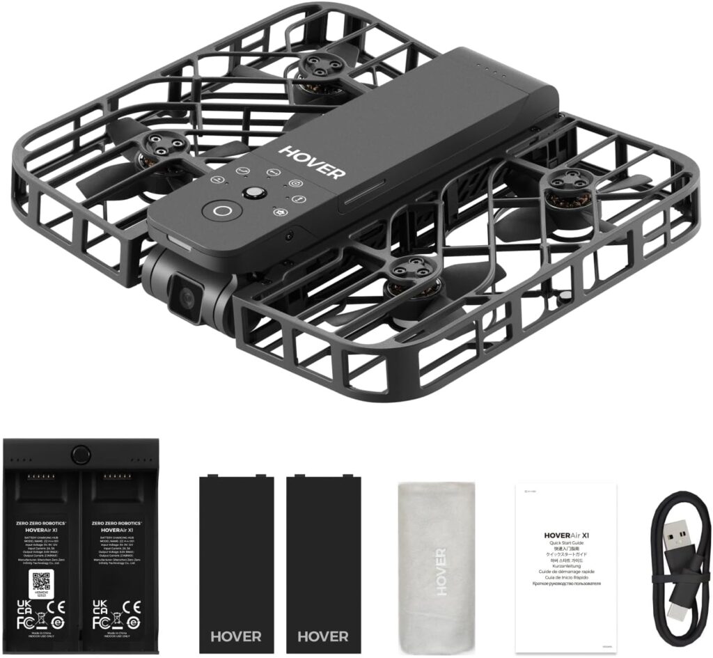 HOVERAir X1 Drone with Camera, Self-Flying Camera Drone with Follow Me Mode, Foldable Mini Drone with HDR Video Capture, Palm Takeoff, Intelligent Flight Paths, Hands-Free Control Black (Combo Plus)