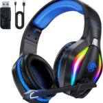Fachixy FC-100 Wireless Gaming Headset for PS5, PS4, PC – Gaming headphones with Lossless Audio & 50Hrs Battery Life – Gamer Headset with Microphone for Mac, Laptop, Switch and Mobile