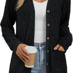 AUTOMET Women Long Cardigan Sweater Fall Lightweight Outfit Chunky 2025 Button Up Clothes with Pocket Coat Trendy Fashion