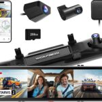 WOLFBOX G900 Tripro Cabin Version 3 Channel 4K Rear View Mirror Camera, STARVIS 2 IMX678 Night Vision,4K+1080P+2.5K Front Inside and Rear Mirror Dash Cam,5.8GHz WiFi,Voice Control,Includes 256GB Card