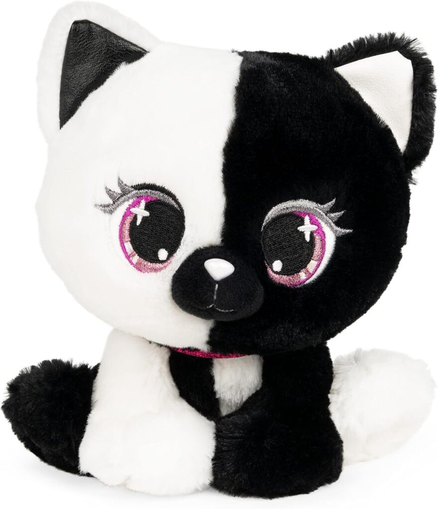 P.Lushes Designer Fashion Pets Lady Luna Cat Premium Stuffed Animal Soft Plush, Black and White, 6”
