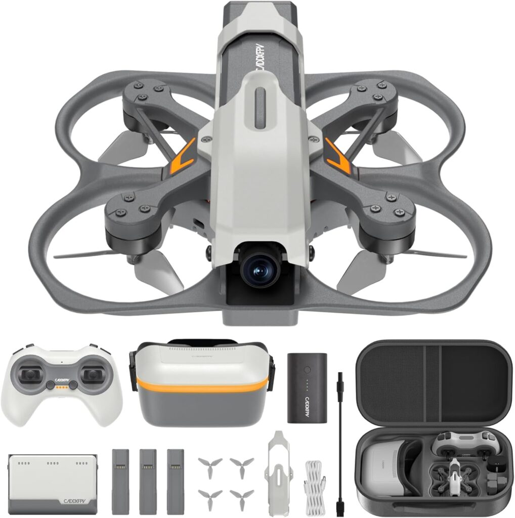 CADDXFPV Protos FPV Drone RTF Kit, Built-in Walksnail 6g VTX, 1080p/60fps HD Digital Video Transmission, 4.5″ FPV Goggles Screen, 3-in-1 Charging Hub for 3 Batteries, Supports 3 Flight Modes, Perfect FPV Gift for Beginners & Freestyle Racing