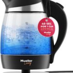 Mueller Living Electric Kettle, Electric Tea Kettle for Boiling Water, 1500W SpeedBoil with Automatic Shutoff, 1.8L Cordless with LED Light, Borosilicate Glass Tea Kettle Pot Water Heater, BPA Free