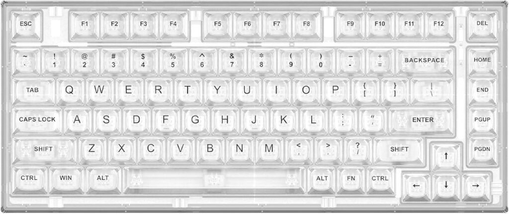 YUNZII X75 PRO 82 Key Wireless Hot Swappable Mechanical Gaming Keyboard with Transparent Keycaps,Gasket Mount,BT5.0/2.4G/USB-C for Windows/Mac(Crystal White Switch, Wireless-White)