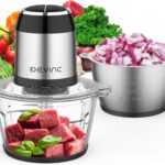 EVINC Food Processor Electric Food Chopper with 2 Sets of Bi-Level Blades New Food Processing Bowls with 2 bowls gray black