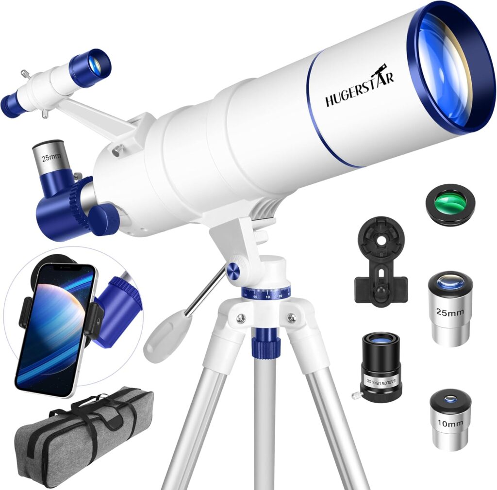 Telescope for Adults High Powered, 90mm Aperture 550mm Portable Refractor Telescope for Kids & Astronomy Beginners, Professional Telescopes with Tripod, Phone Adapter, Moon Filter, Carry Bag