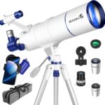 Telescope for Adults High Powered, 90mm Aperture 550mm Portable Refractor Telescope for Kids & Astronomy Beginners, Professional Telescopes with Tripod, Phone Adapter, Moon Filter, Carry Bag