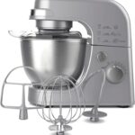 Hamilton Beach Electric Stand Mixer, 4 Quarts, Dough Hook, Flat Beater Attachments, Splash Guard 7 Speeds with Whisk, Silver
