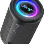 LENRUE Small Portable Bluetooth Speaker with Lights, TWS Stereo Surround Sound, Type C Powered, Bluetooth 5.3, AUX TF Card Input, Wireless for Outdoor Home, Coolest Gifts