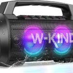 W-KING Portable Speakers Bluetooth Wireless, 120W Max Loudest Bluetooth Speaker, IPX6 Waterproof Outdoor Speaker with 70W Deep Bass/2*Subwoofer/DSP/EQ/42H/LED/MAC-in/TF/2 Pairing, Large Party Boombox