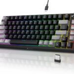 KOORUI 75% Wireless RGB Gaming Keyboard,3 Mode BT/2.4Ghz/USB-C Hot Swappable Mechanical Keyboard,Compact 82 Keys with 4000mAh Battery & Dedicated Knob Control,Clicky Blue Switch