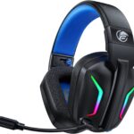 Fachixy Wireless Gaming Headset with LED Light for PS5, PS4, PC, Switch, Laptop, Mac – 2.4GHz & Bluetooth 5.4, 50H Battery, Flip Mic, Lossless Audio, Foldable, Immersive Gaming
