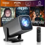 Mini Projector, Full HD 1080P Support Portable Outdoor Movie Projector, Smart Projector Compatible with Smartphone/TV Stick/Laptop/USB/HDMI, Indoor & Outdoor Use