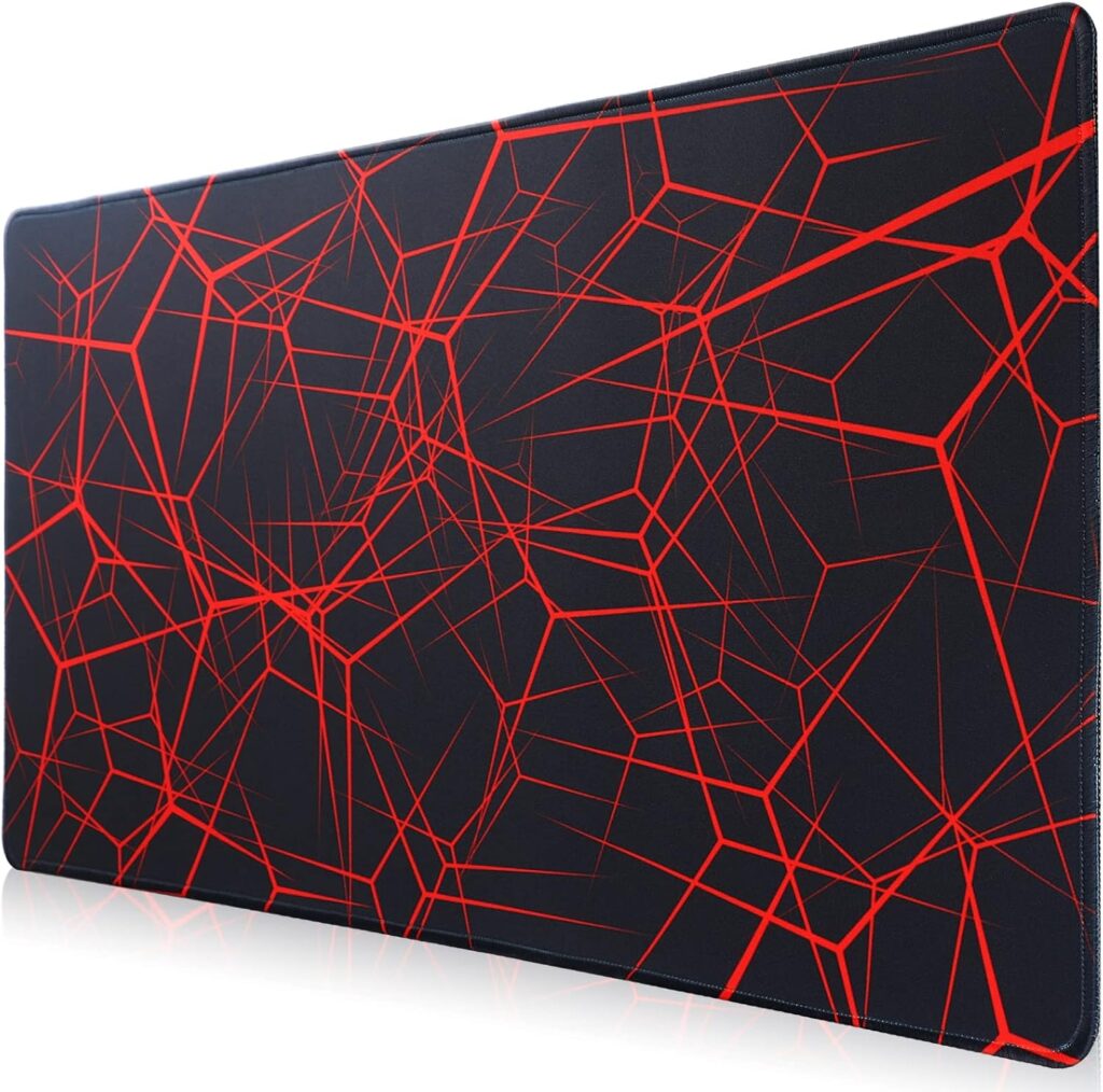 Gaming Mouse Pad, Large Mouse Pad Size 27.5×11.8 Thickness 0.12 inches,Premium-Textured Non-Slip & Waterproof Computer Mousepad with Stitched Edges for Gaming, Office & Home-70×30 Rednet