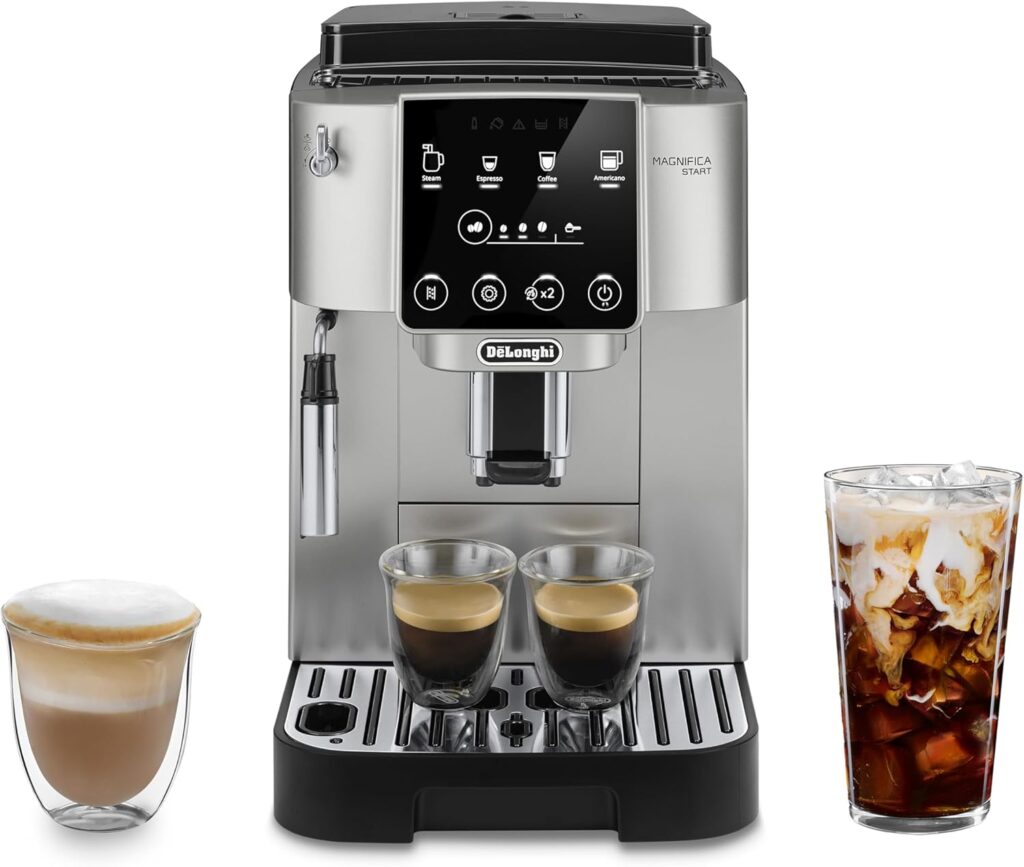 De’Longhi Magnifica Start Automatic Espresso Machine with Manual Milk Frother & Built in Grinder – 3 One-Touch Recipes, Easy-to-Clean, Home Barista Coffee Maker for Lattes, Cappuccino, Iced Coffee
