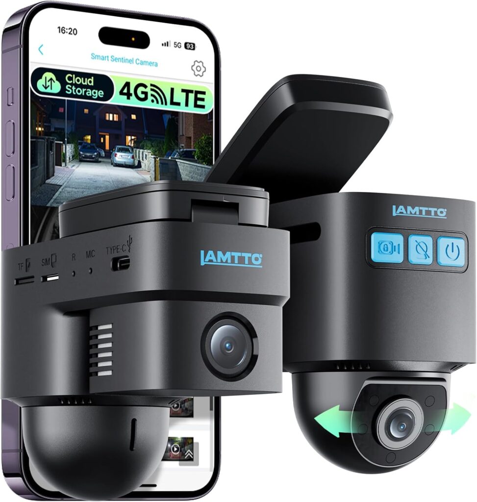 LAMTTO 4G LTE Cellular Dash Cam Front Inside Remote Live-View & Location Event Video Alarm & Upload to Cloud Storage Car Security Camera 24/7 Parking Mode OBD Power Cable