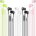 Wired Earbuds with Microphone 5 Pack, in-Ear Headphones with Heavy Bass, High Sound Quality Earphones Compatible with iPad, Laptop, MP3, Android Smartphones, Fits All 3.5mm Jack Device