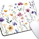 Mouse Pad, Cute Purple Wildflowers Mouse Pads for Desk, 9.5″ x 7.9″ Non-Slip Rubber Base Computer Mousepad with Women, Portable Square Design for Wireless Mouse and Pad Laptop Office & Travel