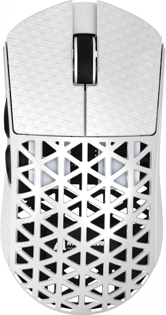 R5Ultra 8K Carbon Fiber Wireless Gaming Mouse with 42,000 DPI -PAW3950 MAX Sensor -Nordic 52840 MCU Chip-39g Ultra-Lightweight -Wired/BT/2.4GHz Wireless Programmable Mice Griptape for PC/Mac(White)