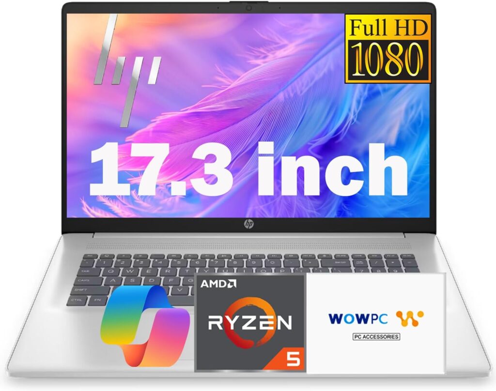 HP 17 Inch Business Laptop 2025 Thanksgiving Limited Edition, 17.3” FHD IPS Anti-Glare Display, AMD Ryzen 5 7430U (Beats Core i7-1355U), 32GB RAM, 2TB SSD, HDMI, Windows 11 Pro, Wi-Fi 6, WOWPC USB
