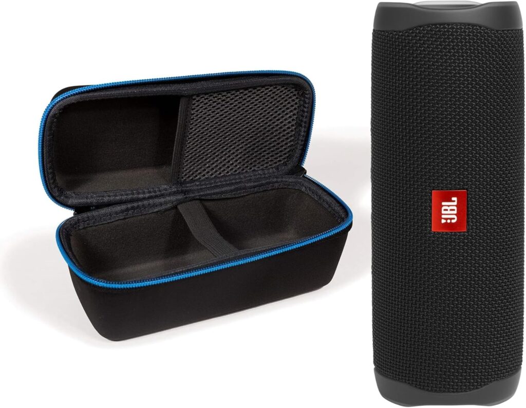 JBL Flip 5 (Black) + Bundle with divvi! Protective Hardshell Case
