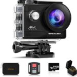 Apexcam Action Camera 4K with 64G SD Card Sports Cameras 20MP 131FT Waterproof Underwater Camera 170°Wide-Angle WiFi Cameras with 2.4G Remote Control, 2 Batteries, Mounting Accessories Kits