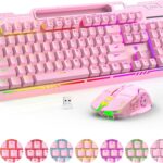 Wireless Gaming Keyboard and Mouse Combo, RGB Backlit Rechargeable 2000 mAh Battery, Mechanical Feel Anti-ghosting Keyboard + 6D 4800DPI Mice for PC Gamer