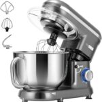 VIVOHOME Stand Mixer, 660W 10 Speed 6 Quart Tilt-Head Kitchen Electric Food Mixer with Beater, Dough Hook, Wire Whip and Egg Separator, Gray