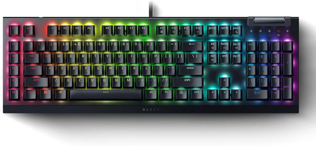 Razer BlackWidow V4 X – Mechanical Gaming Keyboard: Green Switches Tactile & Clicky, 6 Dedicated Macro Keys, Chroma RGB, Doubleshot ABS Keycaps, Media Controls, Sound Dampening & Stabilizers (Renewed)