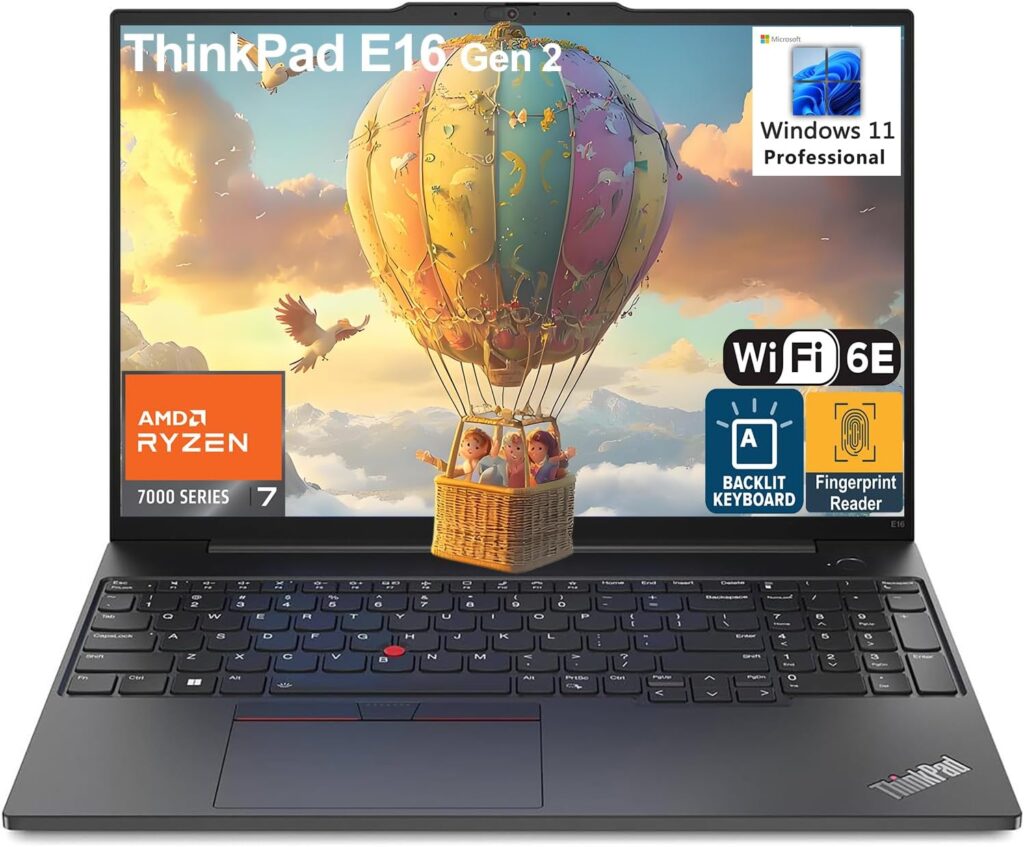 Lenovo ThinkPad E16 G2 Business Laptop Computer, 16″ FHD+, AMD 8-Core Ryzen 7 7735HS (Beat i7-1360P), 32GB DDR5, 1TB PCIe SSD, WiFi 6E, Fingerprint Reader, Backlit Keyboard, Windows 11 Pro, AZ-XUT