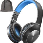 Bluetooth Headphones Over Ear, 68H Playtime 3 EQ Music Modes Wireless Headphones with Microphone/Deep Bass, Foldable Lightweight Headset for PC Home Travel Office(Black Blue)
