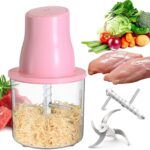 Electric Chicken Shredder, Automatic Food Chopper with Chicken Breast Shredder & Meat Grinder, 2 Sets of Blades for Chicken/Pork/fish/Vegetable/Baby Food (Pink)