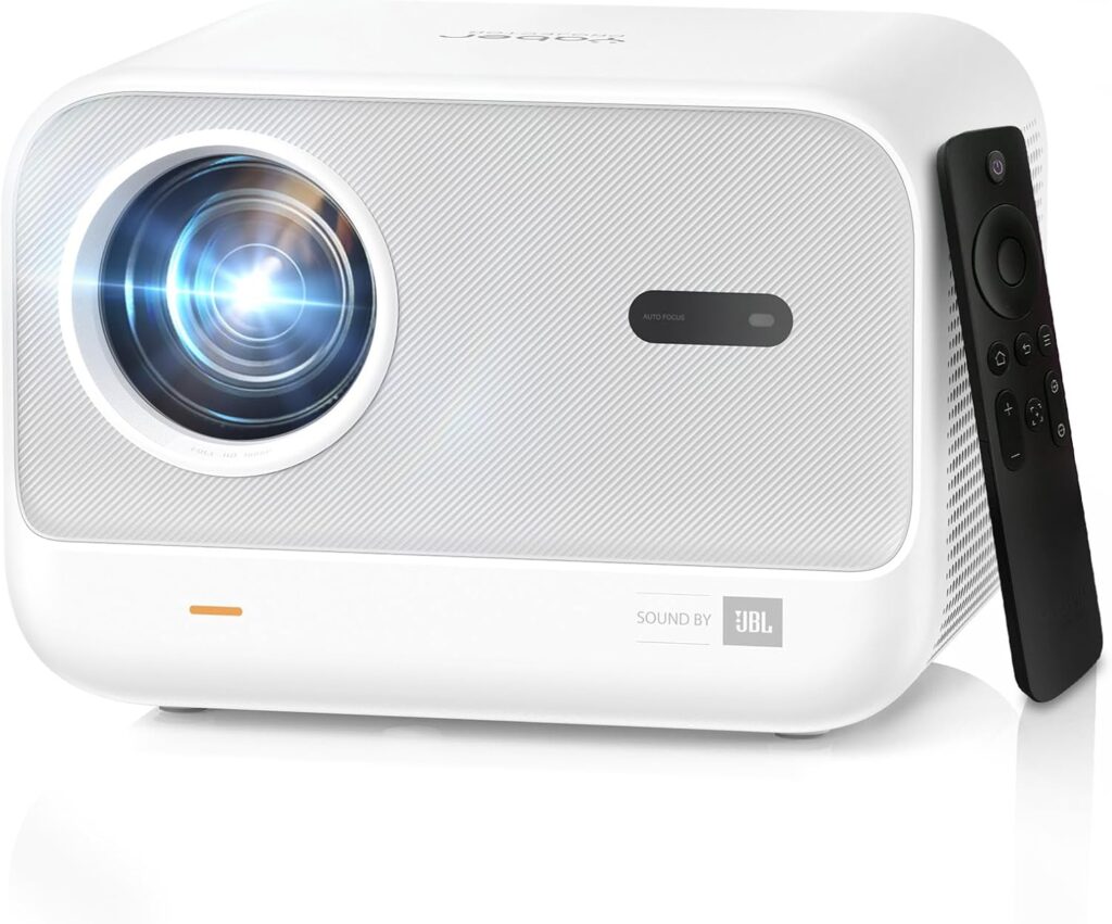 [Sound by JBL & Seamless Autofocus] Yaber 1080P Projector with WiFi 6 and Bluetooth, Portable Outdoor Movie Projector, Home Theater Projector for iPhone/TV Stick/HDMI/USB/Laptop/PS5-White