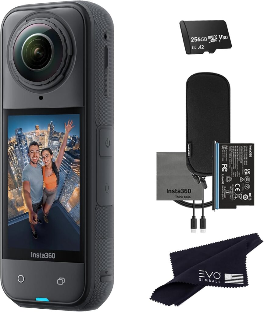 Insta360 X5 – Waterproof 360 Action Camera with 1/1.28″ Sensors, 8K 360 HDR Video, 72MP Photo, 4K60fps Single-Lens, Enhanced Low Light Performance, User-Replaceable Upgraded Lenses (256GB)