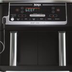 Ninja DZ550 Foodi 10 Quart 6-in-1 DualZone Smart XL Air Fryer with 2 Independent Baskets, Smart Cook Thermometer for Perfect Doneness, Match Cook & Smart Finish to Roast, Dehydrate & More, Grey (Renewed)