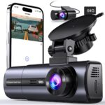 3 Channel 4K Dash Cam with 5GHz WiFi & APP Control, 4K/2.5K+1080P+1080P Front Inside and Rear, Triple Dash Camera with 64GB Card, G-Sensor, 24 Hours Parking Mode, Loop Recording, Night Vision