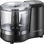 OVENTE 1.5-Cup Electric Food Chopper, 100W Food Processor with One-Touch Control and Stainless Steel Blade Ideal for Slicing Vegetable, Grinding, Shredding, Mincing, Puree and Meal Prep, Black PF1515B