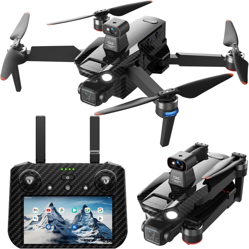 2025NewUpgraded Drones with Camera for Adults 4K HD with Payload Release, Touch Screen Tablet Controller WITH Obstacle Avoidance, 3 Axis Gimbal Drone, 5 Miles, 82 Minutes Long Battery, Time-lapse, Follow Me/Car, Carbon Fiber Feature Drone Gif