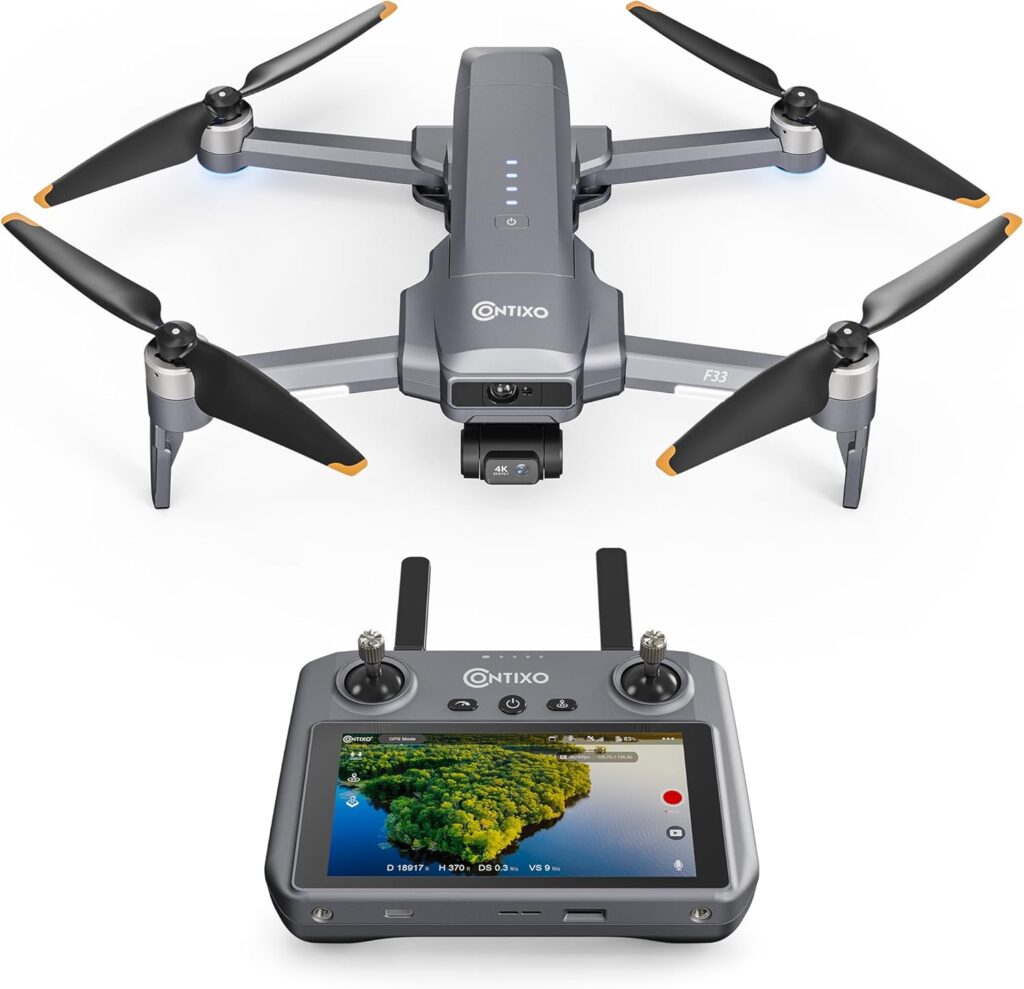 Contixo Drone for Adults, 4K/30FPS Video, 2-Axis Gimbal & EIS, Obstacle Avoidance, 5.5″ Touch Screen Remote, GPS & Optical Flow, Brushless Motor, 4 Miles Flight & FPV Transmission, 42 Min Flight Time