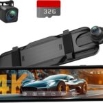 Veement 4K Rear View Mirror Camera, 10” 4K Mirror Dash Cam with 1080P Backup Camera, Dash Cam Front and Rear for Car with Voice Control, 24H Parking Mode, Night Vision, 32GB SD Card Included
