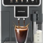 Automatic Espresso Machine Coffee Maker 12 Cup with Grinder Cappuccino Latte Americano Machine with Milk Frother for Home/Office (Gray)